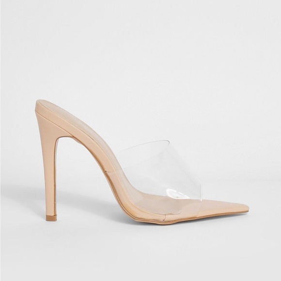 WIDE WIDTH CLEAR POINTED TOE HEELS, size 8, Nude - Picture 2 of 5
